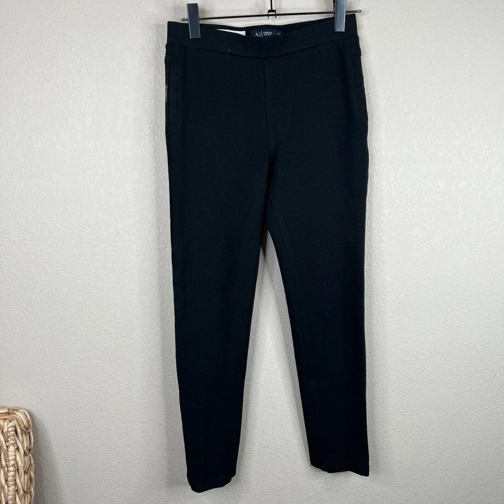 Armani Jeans Womens Ankle Pant Plus Size 3XL Black Ponte Knit Pull On Stirrup‎
